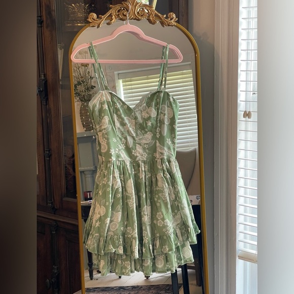 Agua Bendita Vestido Isadora Boho Chic Ruffled Bird Print Dress NWT $220 - Picture 1 of 13